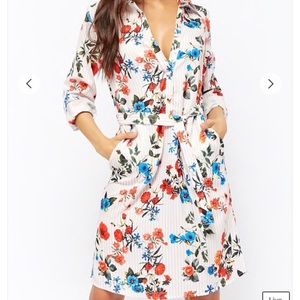 Forever 21 Pinstripe Floral Shirt Dress